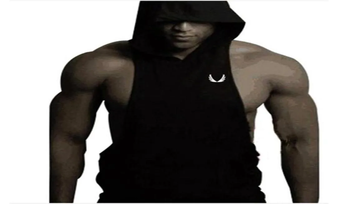 Men039s Tank Tops Spor Salonu Altın Yelek Erkekler Pamuk Hoodie Sweatshirt Fitness Giysileri Vücut geliştirme üst kolsuz spor giyim tees shi8658933335