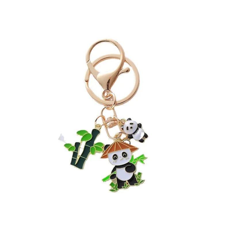 Cartoon Animal Metal Panda Charms Bieciki dla kobiet mężczyzn Klucz Klucz pierścionki torebka wiszące łańcuchy Akcesoria