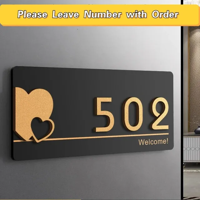 Acrylic Modern Door Plates Customized House Number From Kong09