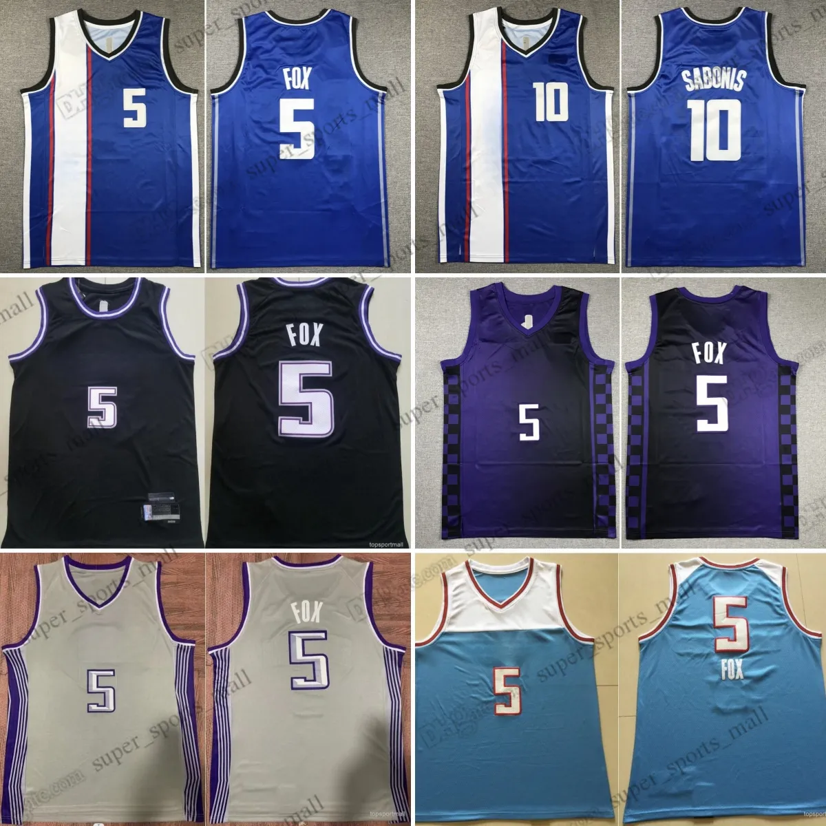 2023-24ニューシティバスケットボールジャージ5 de'aaron 10 Domantas Fox Sabonis Stitched Jersey Men S-xxxl