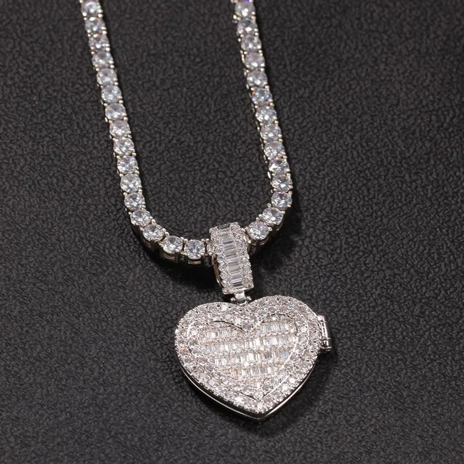 Collier Po personnalisé avec pendentif en forme de cœur pour hommes, breloque Hip Hop scintillante, bijoux glacés, dos solide, cadeau 316N