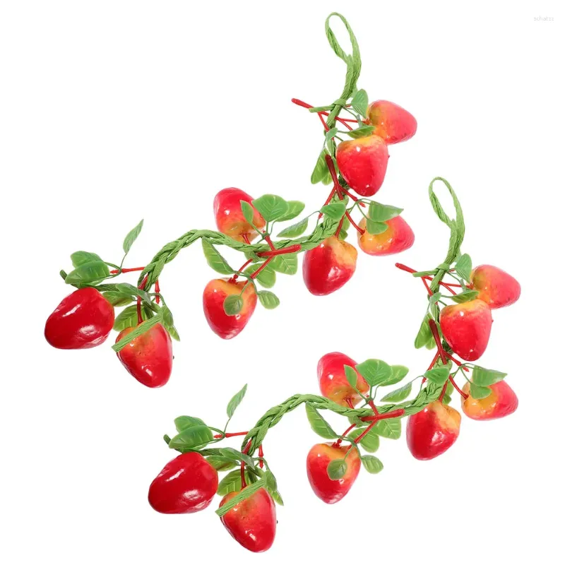 Party Decoration 2 PCS Fruit Artificial Flower Garland Fake Strawberry Branch Hanging Decor