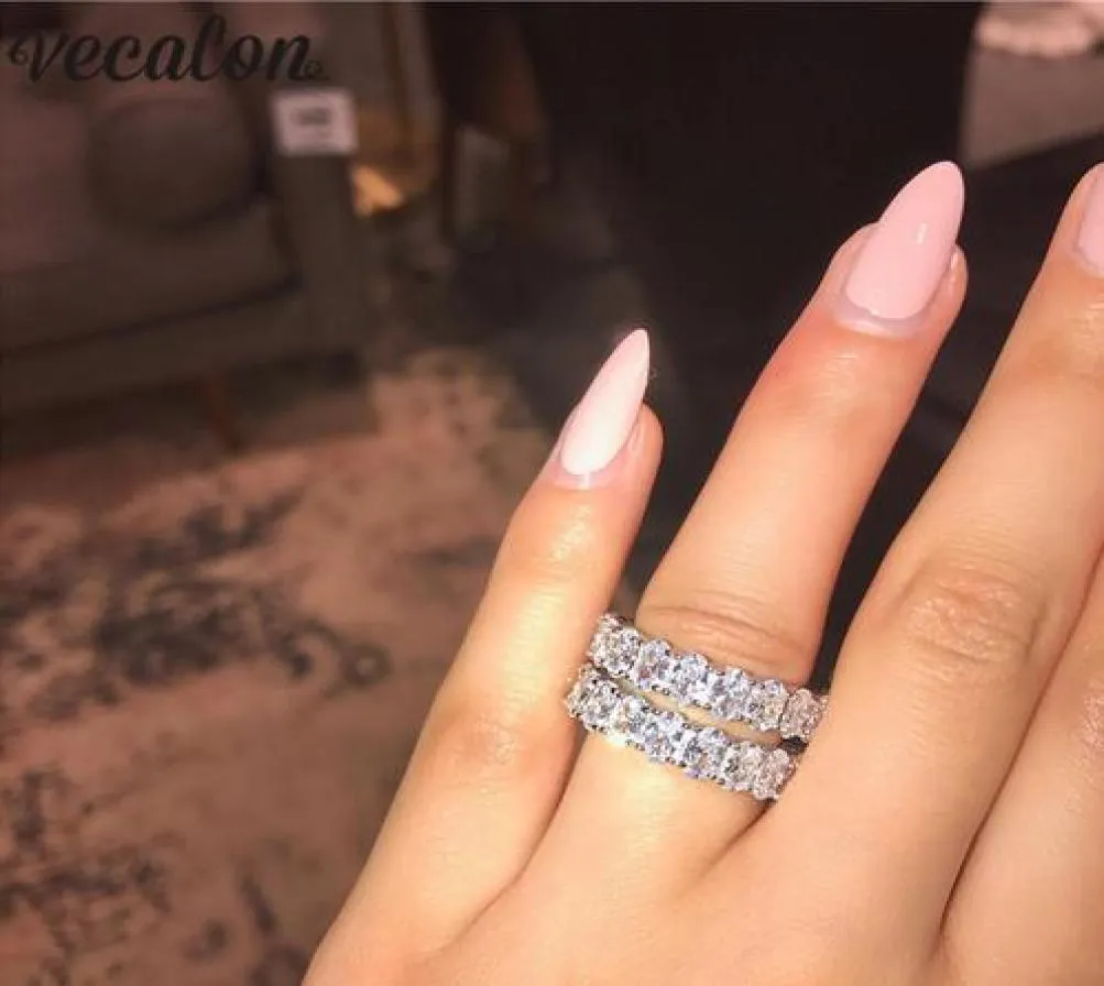 Vecalon Career Jewelry 925 Sterling Silver Ring Oval Cut Diamond CZ Pierścienie weselne zaręczynowe dla kobiet Bridal Bijoux2333862