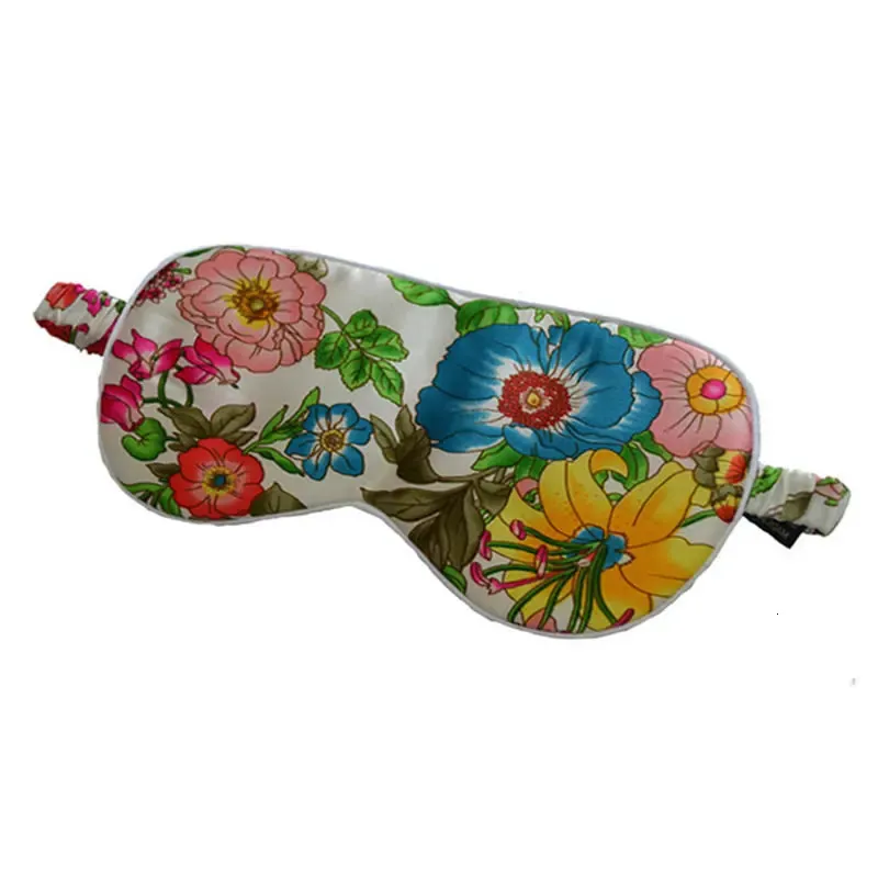 100% Pure Silk Sleep Eye Mask Båda sidor Floral Mönster Silkögonskål Super slät Eye Cover Travel Relax Aid Multicolor 231227