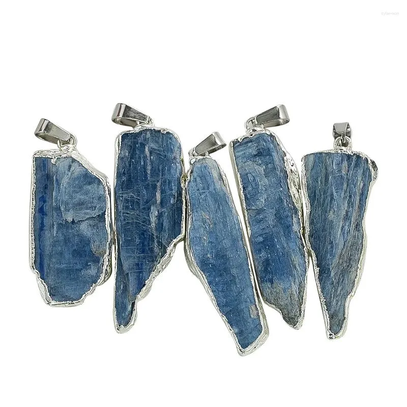 Colares de pingente de pedra áspera de cristal natural em forma especial charme irregular kyanite colar para diy jóias fazendo acessórios