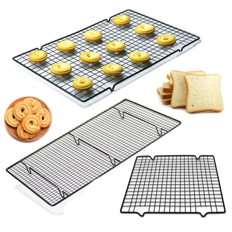 Stainless Steel Wire Grid Cooling Tray Cake Food Rack Oven Kitchen Baking Pizza Bread Barbecue Cookie Biscuit Holder Shelf 231226