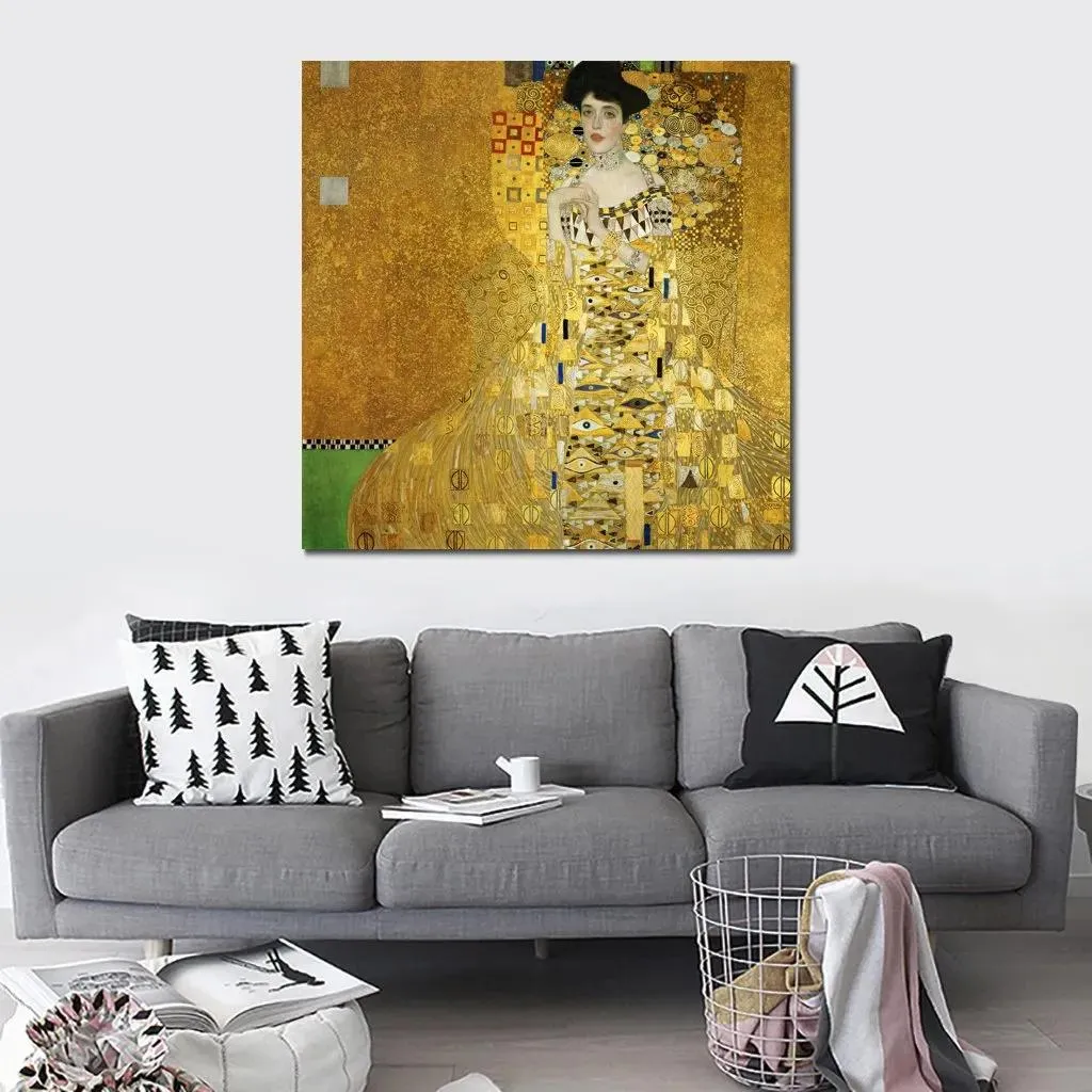 絵画有名なGustav Klimt Oil Painte Adele Bloch Bauer I Canvas Art手作りのロマンチックなアートワークの壁の装飾の肖像画