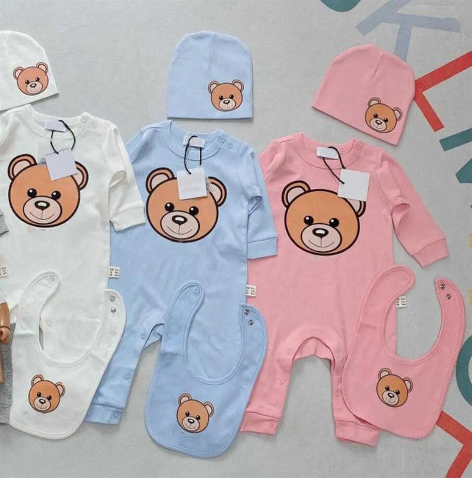 Tasarımcılar Çocuk Romper Setleri Yeni doğan çocuk bebek kız erkek kızlar tükürük havlu toddler pamuk kısa kollu tulumlar bebek onesies romp3682428