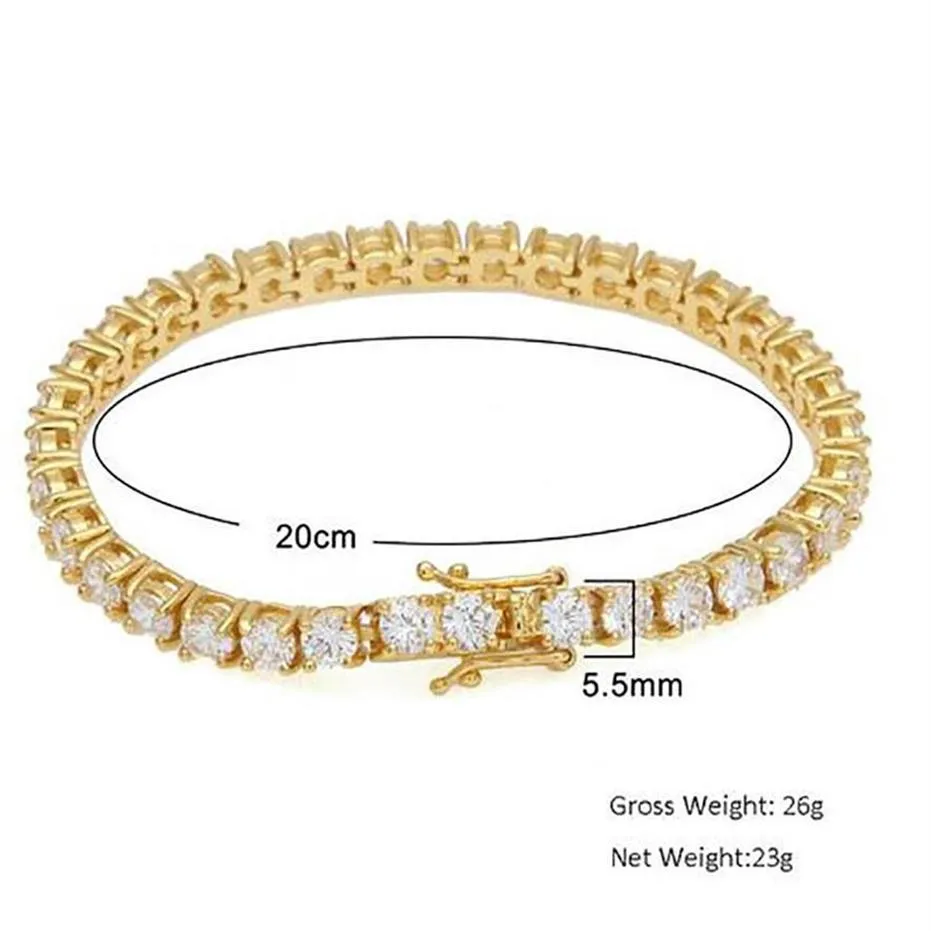 3mm 4mm 5mm 7 8 9 الذهب الفضي Rosegold 5A Zirconia cubic zirconia braclets bling سلسلة Hiphop Tennis Sannis Bracelet252i263h