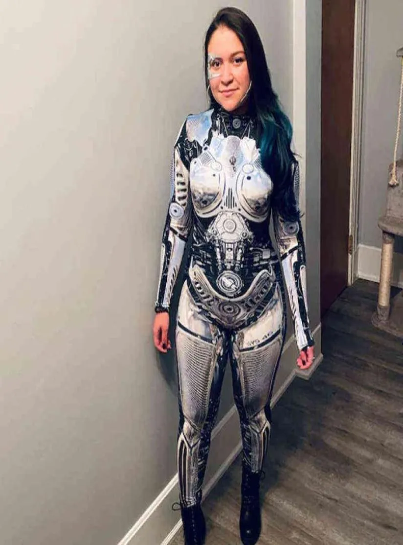 Stage Wear 2022 Veelkleurig Halloween Vrouwelijke Scary Comes Gothic Robot Punk Jumpsuit Catsuit Sexy Vrouwen Gevoel voor Toekomst Technologie T9969847