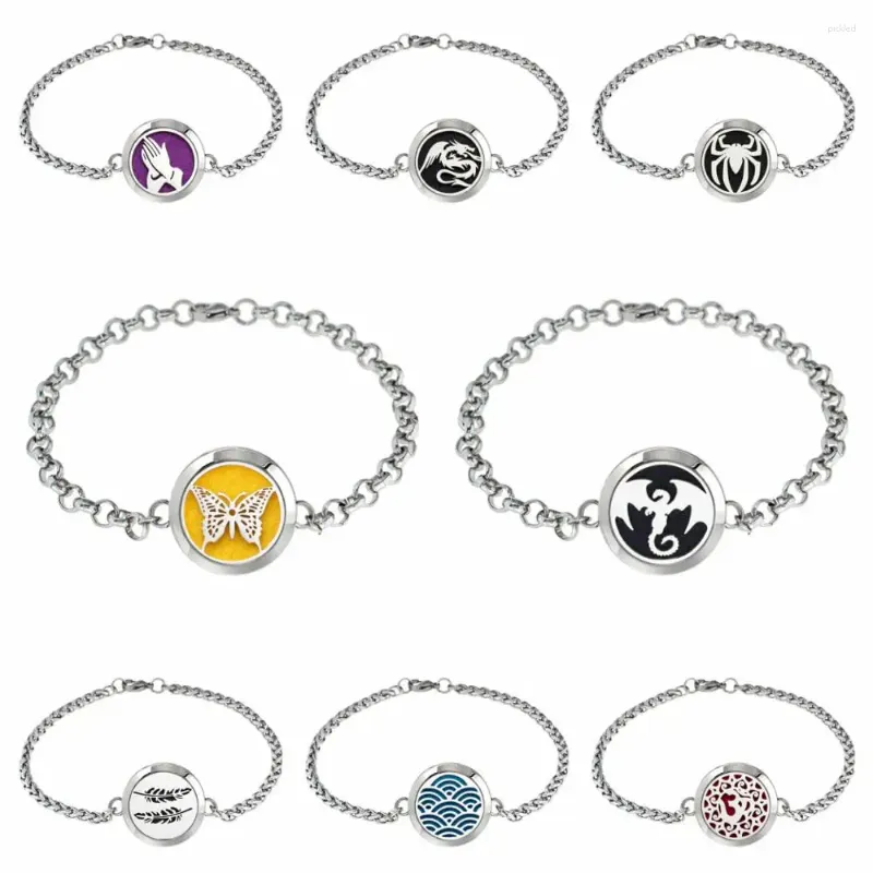 Charm Armbanden Vlinder Armband Voor Vrouwen 25 Mm 316L Roestvrij Stalen Sieraden Essentiële Olie Diffuser Bangle Medaillon Gratis 10 Stuks