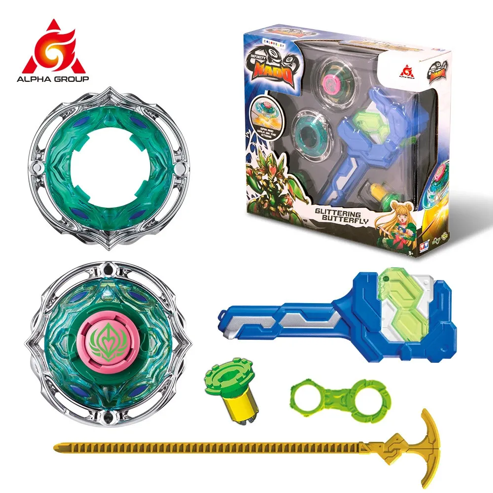 Infinity Nado 3 Athletic Series Glittering Butterfly Gyro Spinning Top com dublês Lançador de metal anel de anime Kid Toys Presente 231227