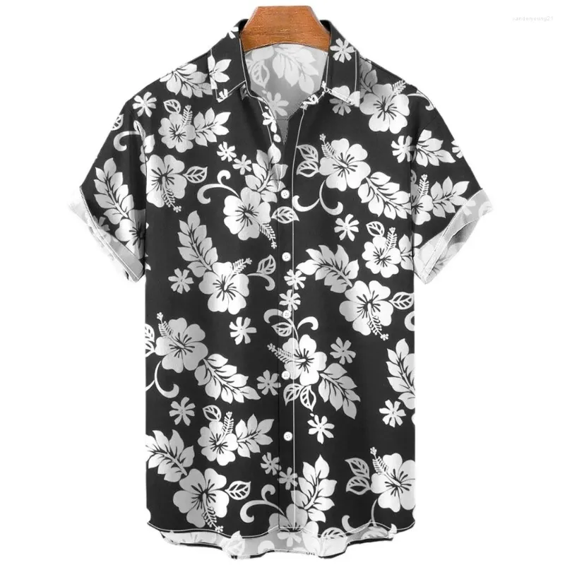 Camisas casuais masculinas planta tropical 3d impressão lapela camisa masculina homem/mulher moda manga curta botão streetwear oversized unisex roupas