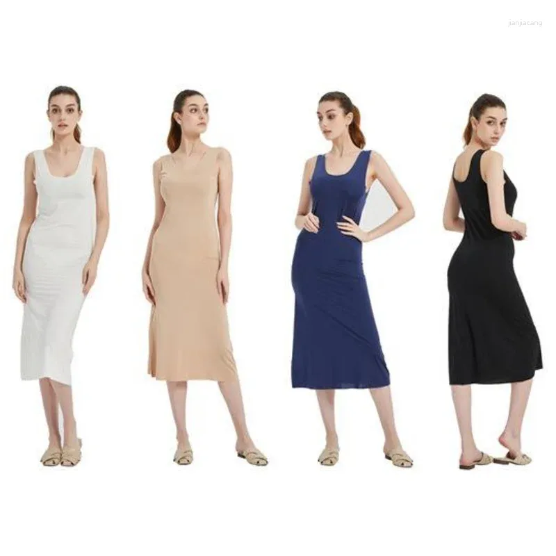 Damen-Nachtwäsche, Damen-Slips, voll unter dem Schlafkleid, Slip, antistatisch, Tank, langer Petticoat, Eisseide, große Größe, sexy Neckholder-Nachthemd