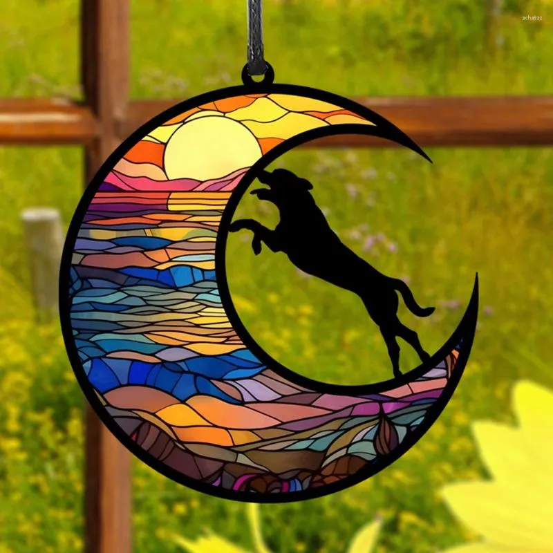 Decoratieve beeldjes schattige hond hanger glas-in-lood Suncatcher medaillon raam hangend ornament versieren