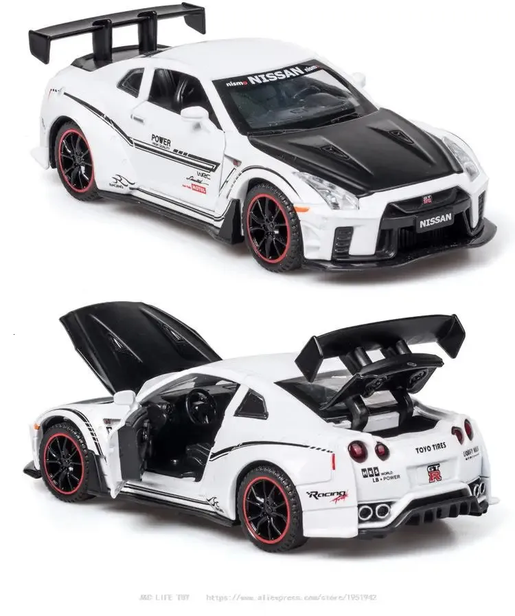 Nissan Skyline Ares GTR R34 R35 Diecast Cars, Pull Back Metal Car