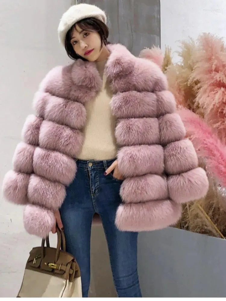 Pele feminina elegante sólido fofo jaqueta moda feminina manga longa solta quente casaco falso 2023 inverno senhora alta rua peludo outerwear