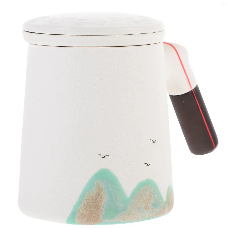 Conjuntos de louça 1 conjunto de copo de filtragem de chá filtro de cerâmica caneca de água tampada com caixa
