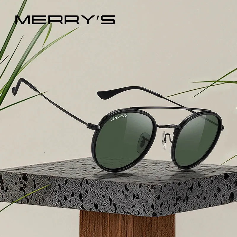 MERRYS DESIGN classique rétro Double pont rond lunettes de soleil polarisées pour hommes femmes marque de luxe conduite UV400 S8647 231226