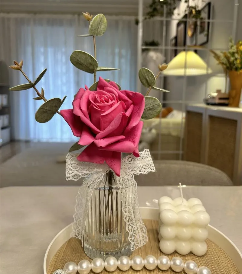 Flores decorativas artificiais com uma garrafa, ambientador, vaso de vidro, jardim, decoração de casa, casamento, quarto de noiva, presentes de dia das mães