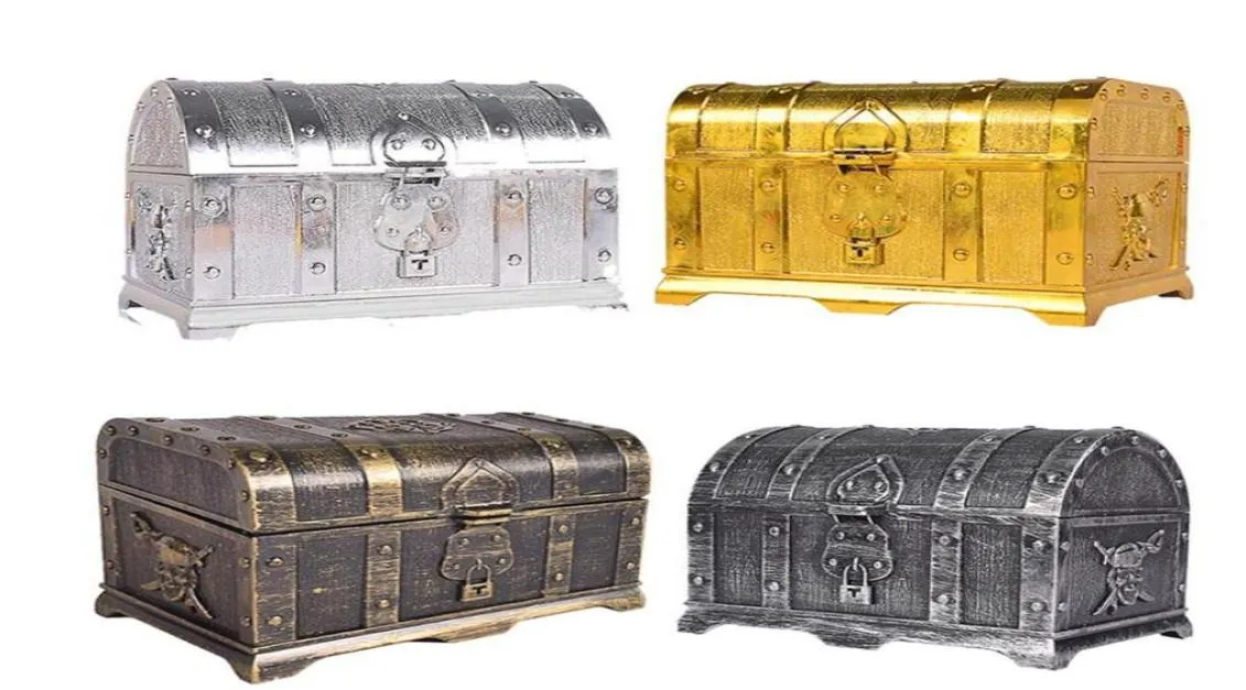 Pirate Treasure Chest Decorative Treasure Chest Keepsake Jewely Box Plastic Toy Treasure Boxes Vintage Party Decor Gifts268G732429226772