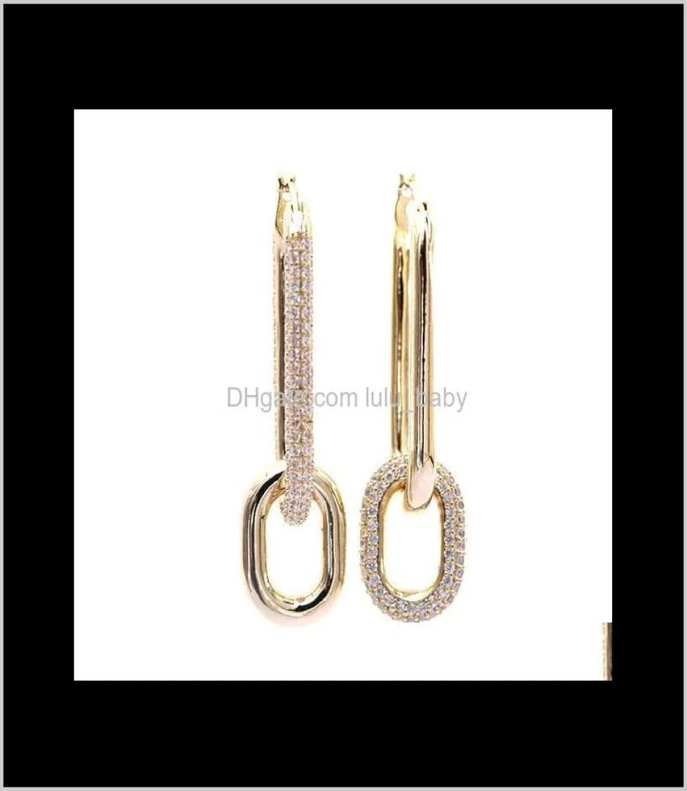 Fashion Ins Luxury Designer Diamond Zirconia Copper Chain Geometric Clip på örhängen för Woman Girls Gifts S925 Silver Post LW8UZ 9859720