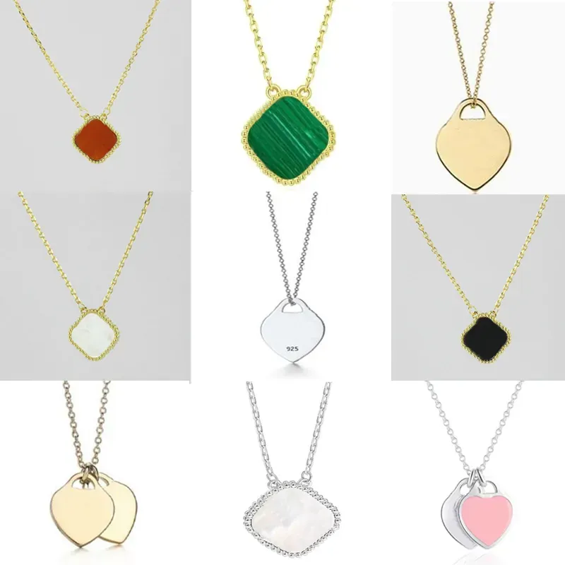 2024 New Jewelry Heart Necklace Pendant Necklaces Designer for Women Clover Fashion Jewelry Woman Silver Chain Jewelrys Birthday Christmas Gift
