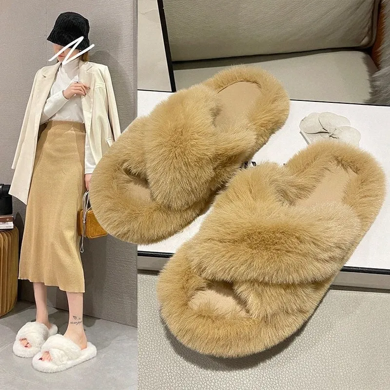 Designer Mao Mao Slippers for Women's Outwear New Korean Edition Instagram Trendy Shoes for Autumn and Winter Household Warmth Women's Cotto P9qZ#