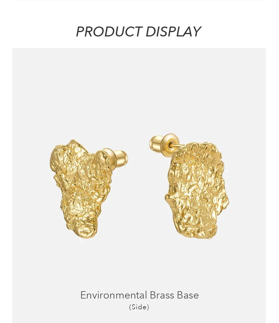 Pendientes de clip estilo rock irregular gótico color oro mujer_voghion.com