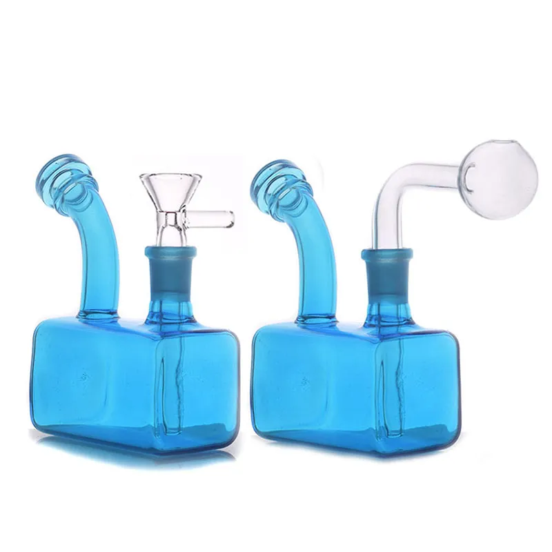 DHL Free Dab Rig Hookah 14 mm Brûleur d'huile en verre femelle Bong Square Fumer Water Pipe avec tuyau de brûleur d'huile en baisse en gros prix le moins cher