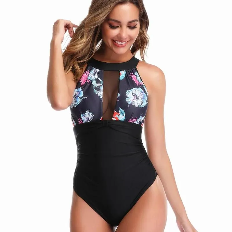 tanque de tanque coração slim uma peça de um terno de maiô impressão de maiô Monokini de tamanho de banho grande badpak badpak bodysuits OnePieces Women Women Swim Wear