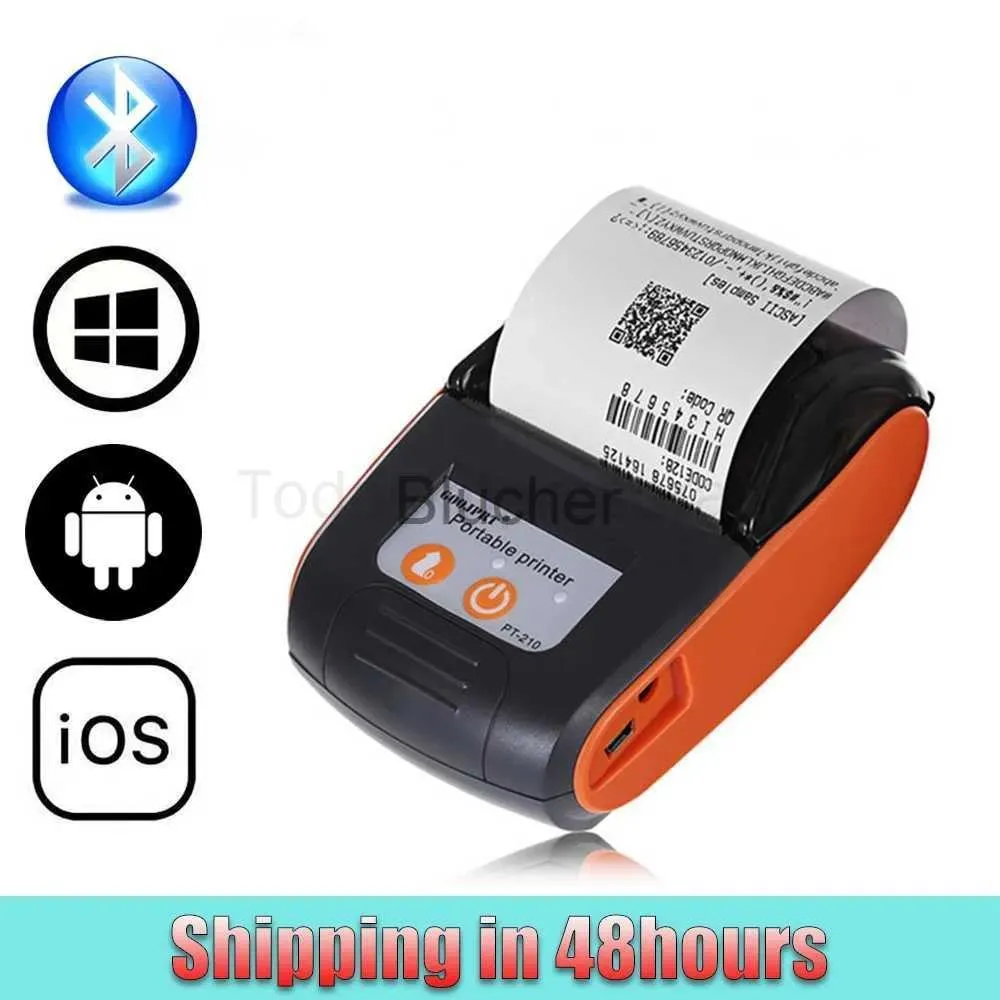 Printers Printers PT210 58mm Thermal Receipt Printers USB Bluetooth Compatible Interface Wireless Connect With Phone Free Application Mini