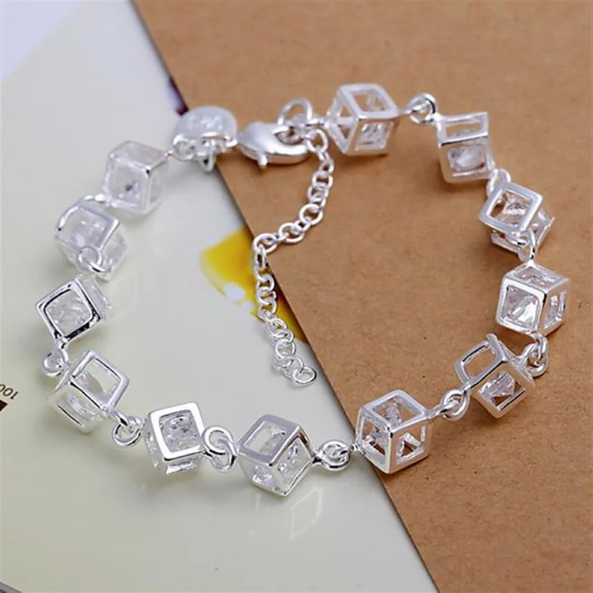 con numero di tracciamento Top Bracciale in argento 925 Bracciale con diamanti bianchi a scacchi Gioielli in argento 10 pezzi lotto economico 17252z