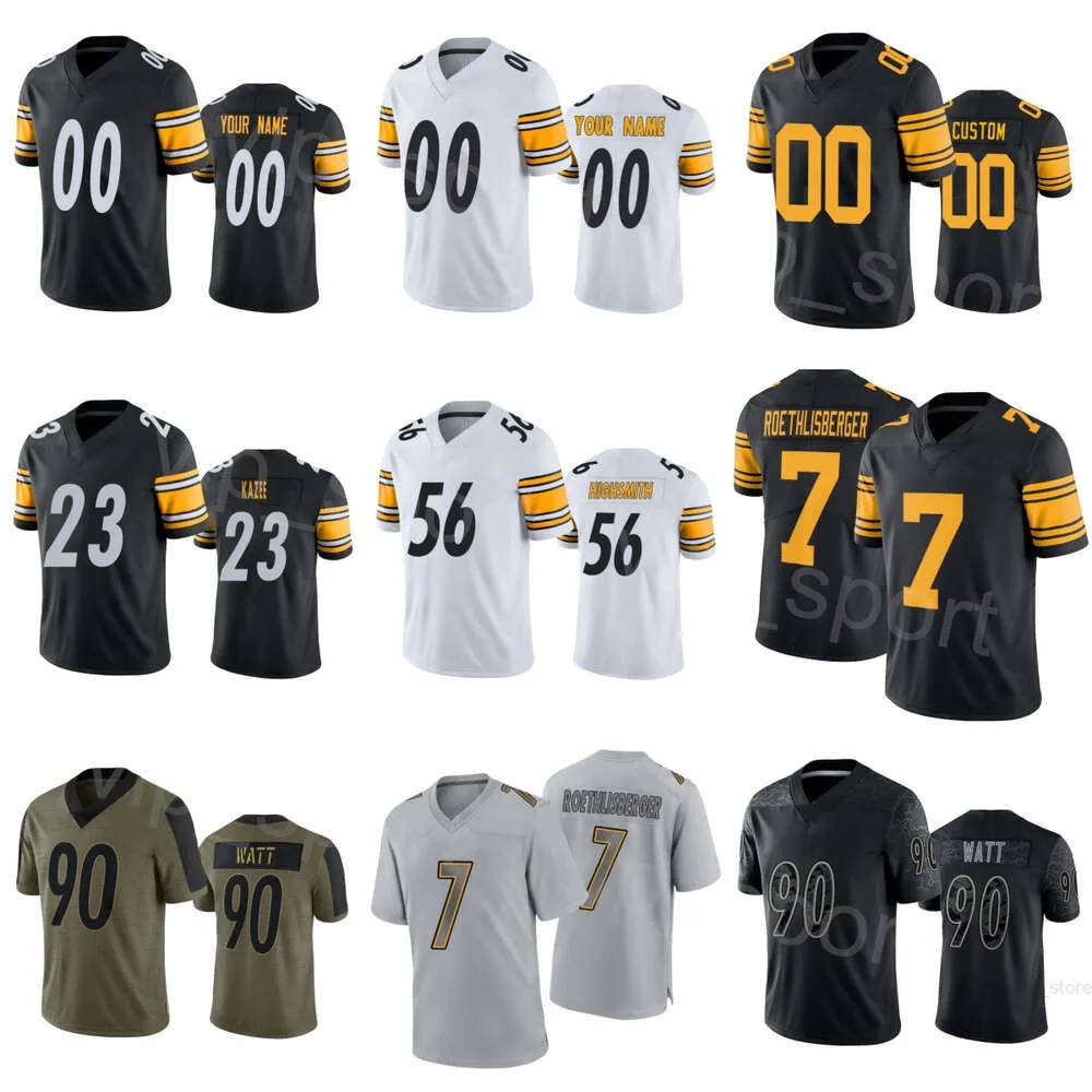 STITCH Piłka nożna 56 Alex Highsmith Jerseys Team 7 Ben Roethlisberger 90 TJ WATT 55 Cole Holcomb 50 Elandon Roberts 31 Keanu Neal 23 Damontae Kazee Woman Młodzież mężczyźni