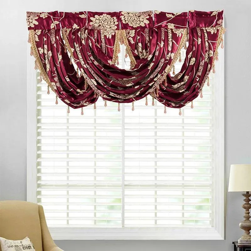 Drapes European Royal Luxury Valance Curtains for Living Room Door Kitchen Short Pelmet Roman Drapes Jacquard Fabric Window Drapes 1PC