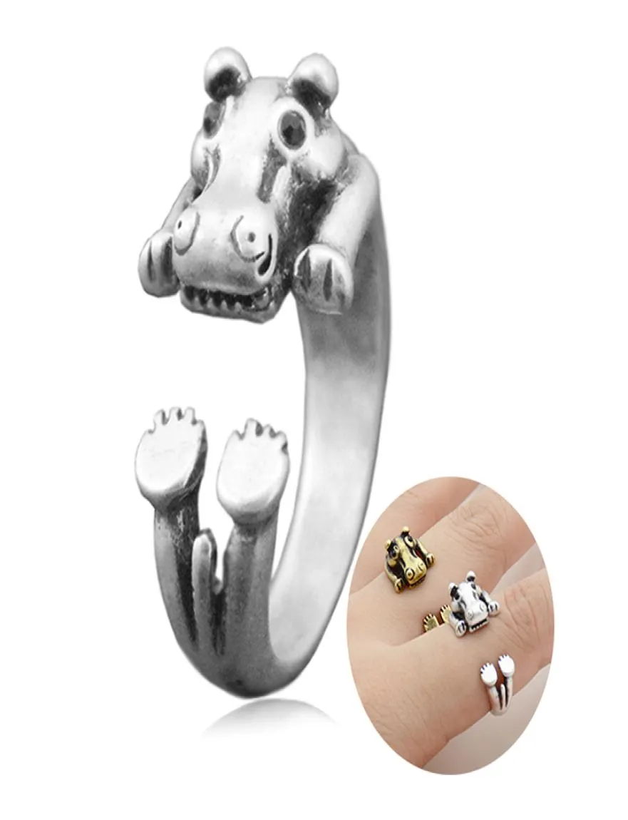 1 pezzo Hippo Anel Feminino Anello carino per le donne Boho Animali Anelli Coppia Amore Anelli Gioielli da uomo Bague Femme Regali quotidiani5507245