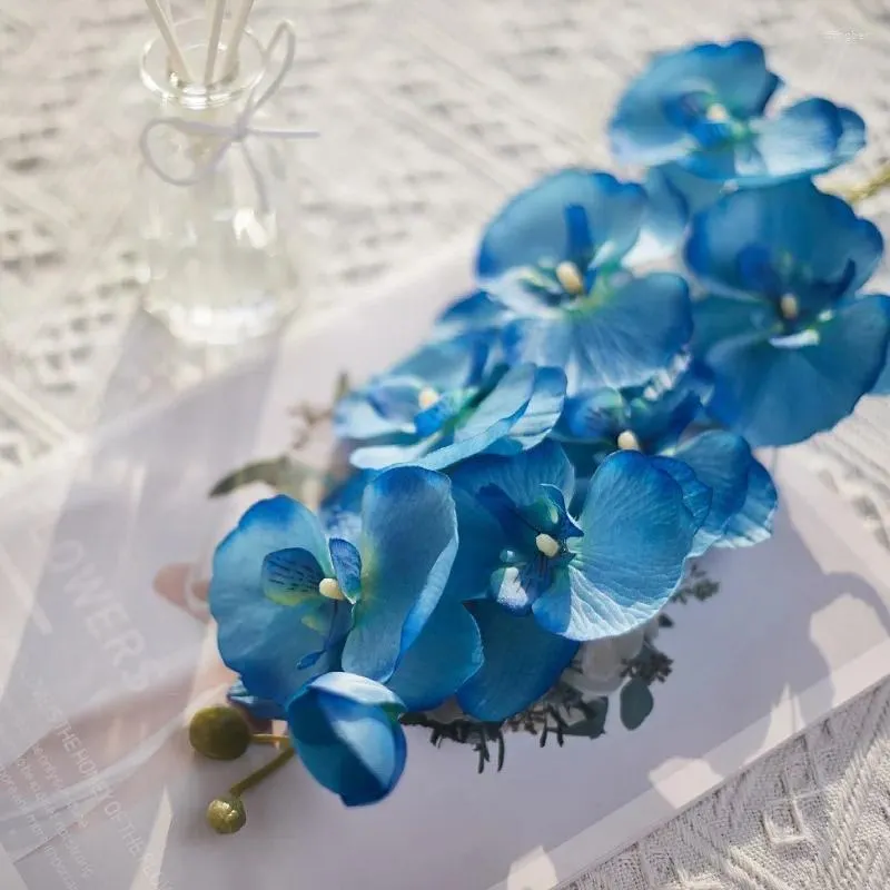Flores decorativas 68cm borboleta artificial orquídea tecido não tecido flor estilo europeu casa decoração de mesa de jantar