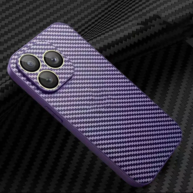 Genuine Real Carbon Fiber iPhone Case for iPhone 15 14 13 12 11 Ultra Thin Protect Metal Camera Ring Cover