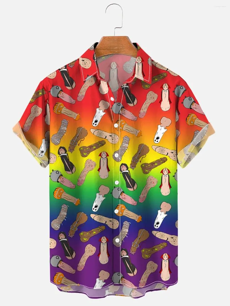Camicie casual da uomo Camicia con stampa artistica LGBT divertente Happy Halloween Pride