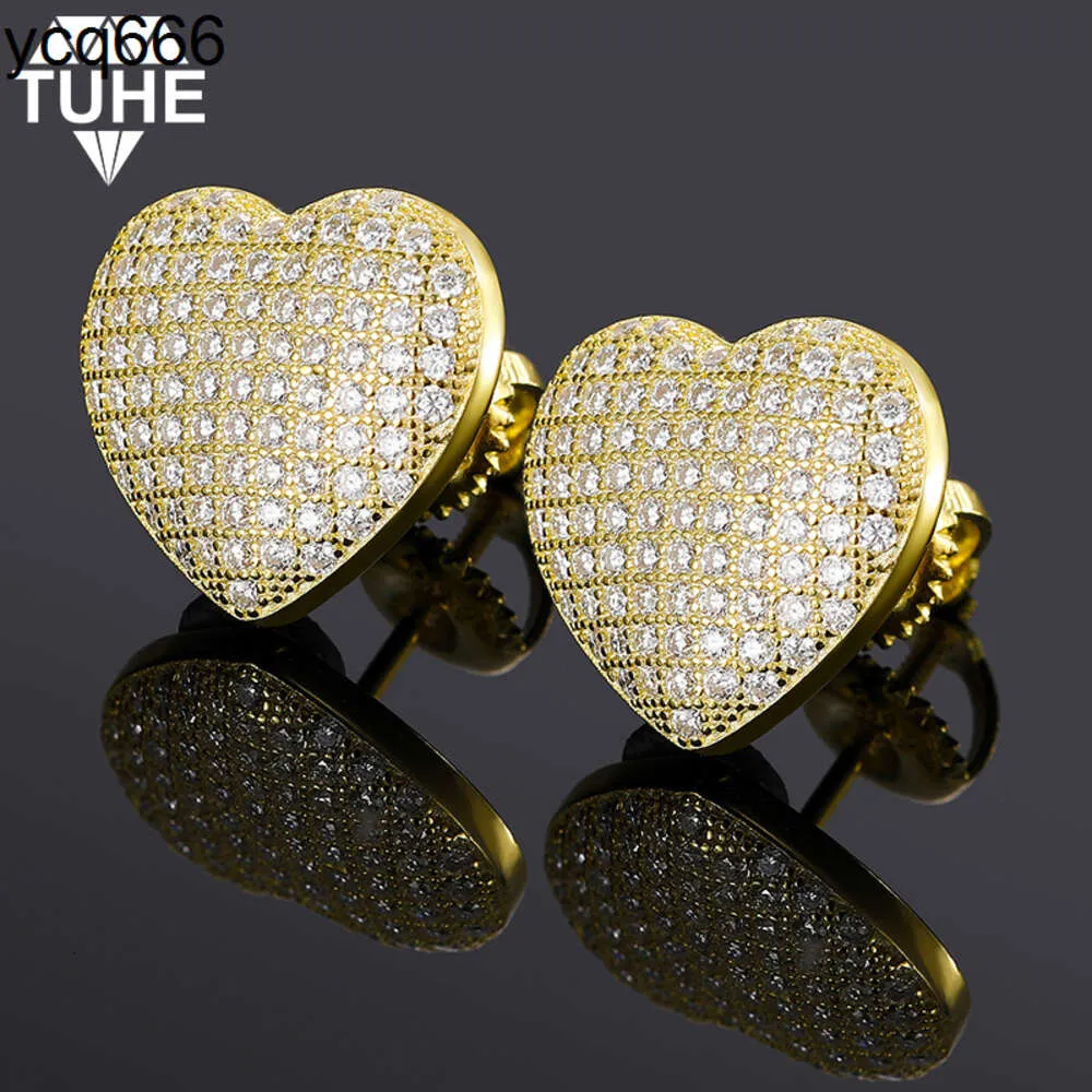 Popular Wholesale Jewelry Elegant Heart Shape 14K Gold vvs 925 Sterling Silver Moissanite Stud Earrings