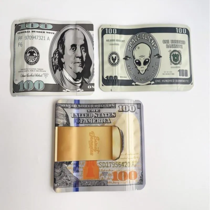 100 dolarów Słodkie dziesięciolecia Worki opakowania Pieniądze pusty plastikowy przechowy