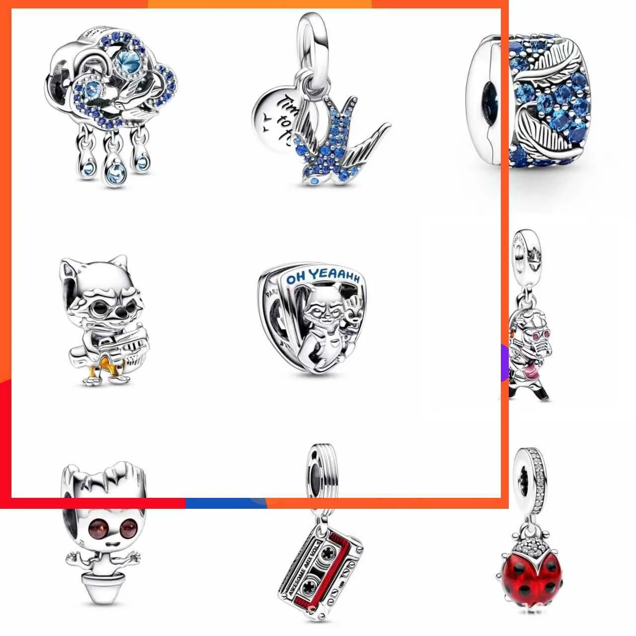 925 Pan Jiaduola boucles d'oreilles collier en argent pur nouveau bricolage hirondelle perles Robot fête des mères série accessoires Bracelet