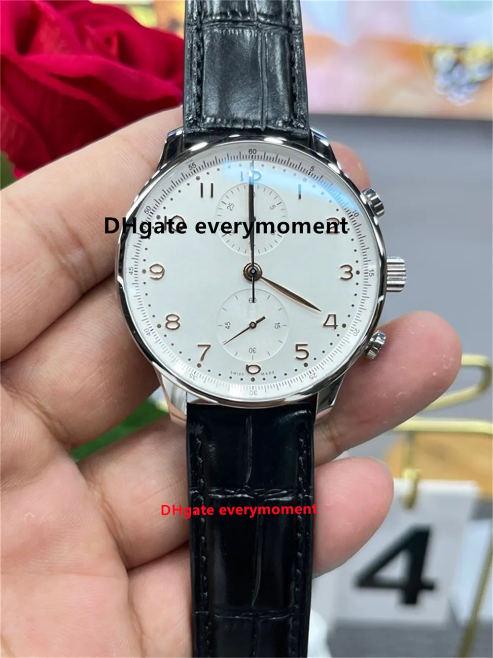 Orologi da uomo AF Factory Portogallo IW371445 41mm ETA7750 Movimento Orologio meccanico automatico Quadrante arancione 904L Orologio con codice temporale Zaffiro Orologi da polso subacquei-55