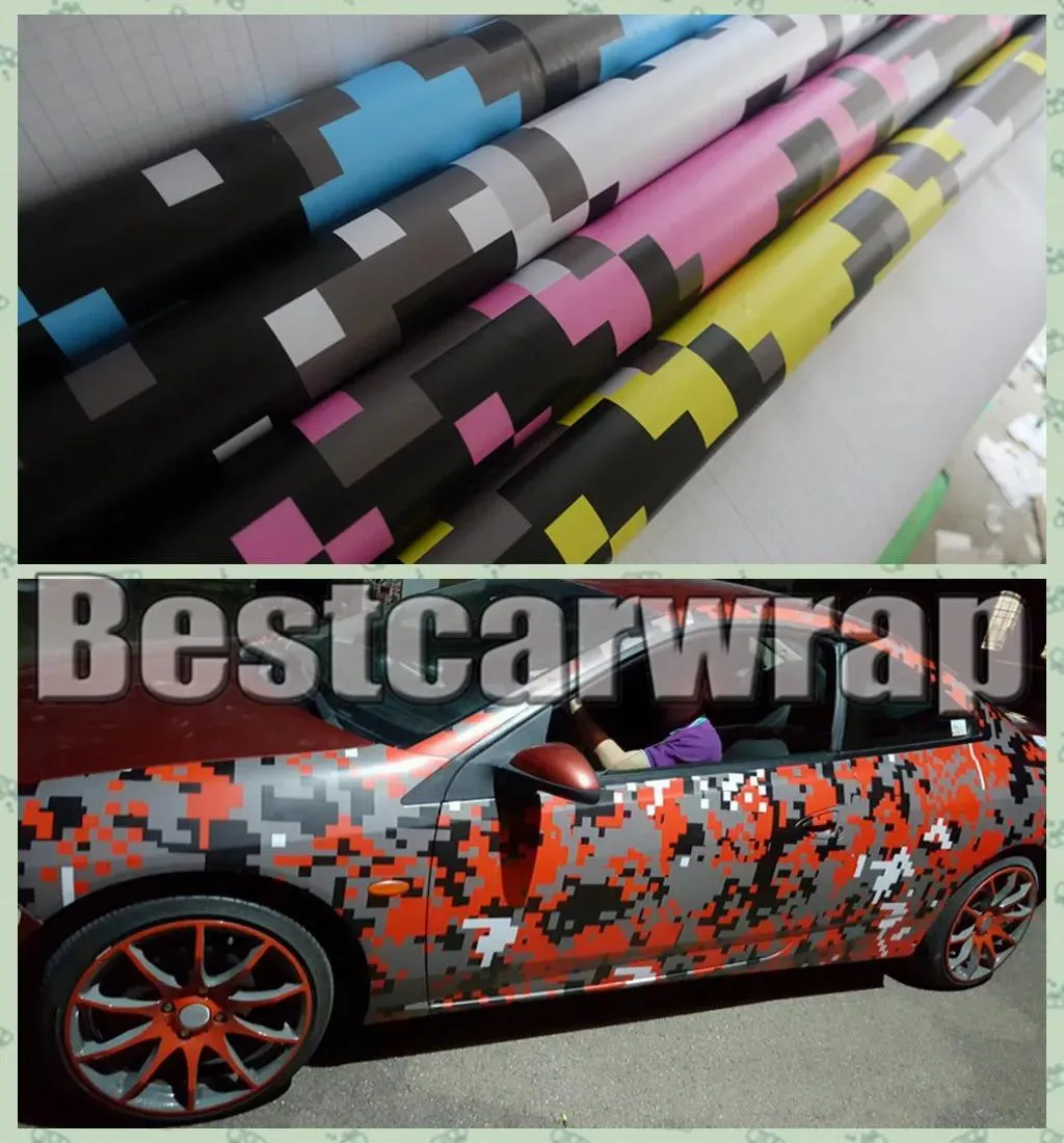 Autocollants DIVERSES Couleurs Digita Camo Film d'enveloppe de voiture en vinyle avec libération d'air Tiger Camouflage Truck wraps couvrant le style Feuille taille 1.52x30m / R