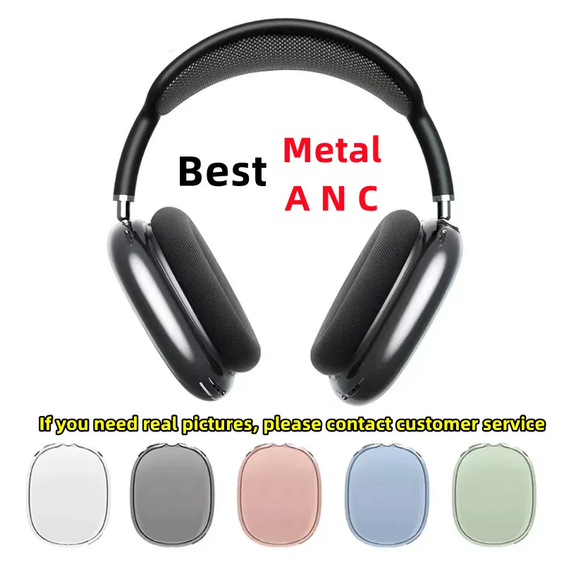 För AirPods Max Pro ANC Metal Version Wireless Bluetooth Earphone Accessoarer TPU Transparenta skyddsfall Hörlurar Airpod Max Headset Silikonskal