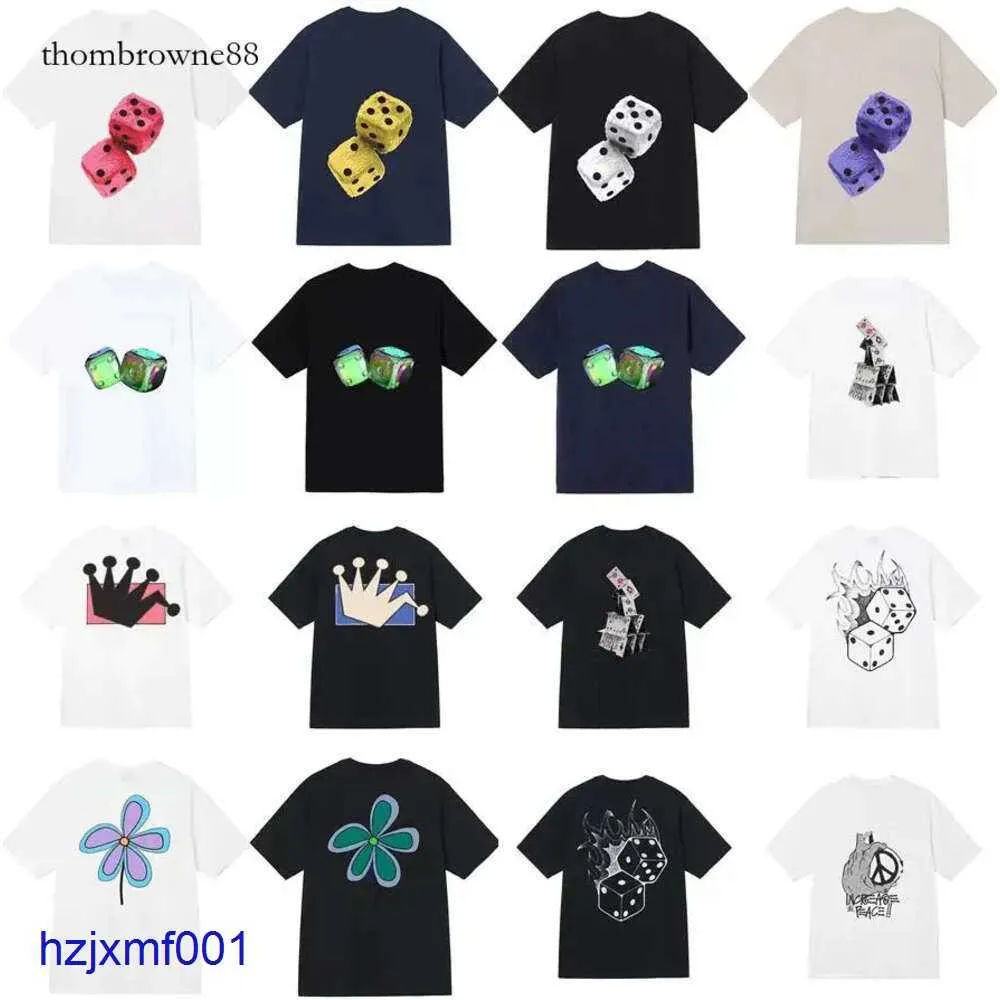 U4KWメンズTシャツ夏のメンズTシャツデザイナーシャツハイストリートショートスリーブコットンアイスクリームテーブルテニスダイススタイルラウンドネックプリントシャツアジア