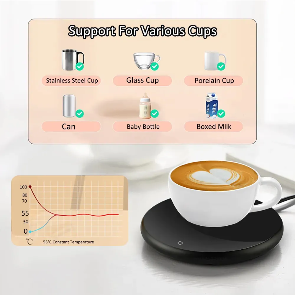 Chauffe-Tasse USB Forme Beignet – Tapis Chauffant Mignon Pour Café, Thé & Boissons Chaudes Toute La Journée