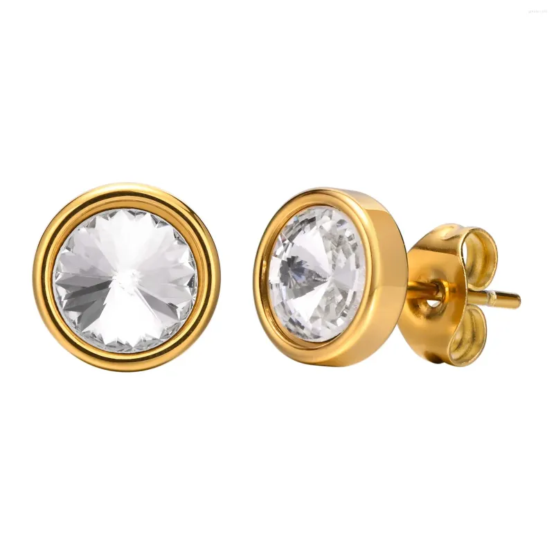 Brincos de garanhão JHSL pequeno redondo zircão cúbico para mulheres prata ouro cor aço inoxidável alto polimento moda jóias