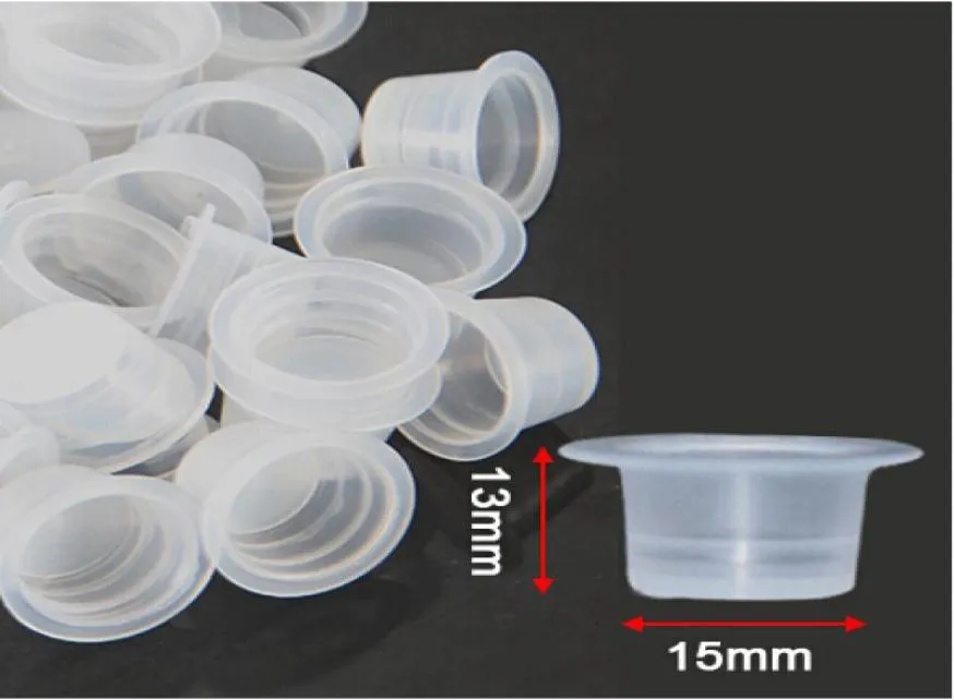 1000Pcs 15mm Large Size Clear White Tattoo Ink Cups For Permanent Makeup Caps Supply4123572