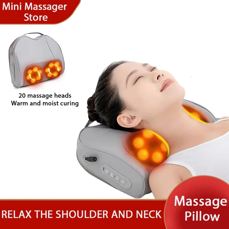 Massage oreiller masseur cervical Massageur rouge Compress Massage multidirectionnel Back et taille Massage de la maison 231227